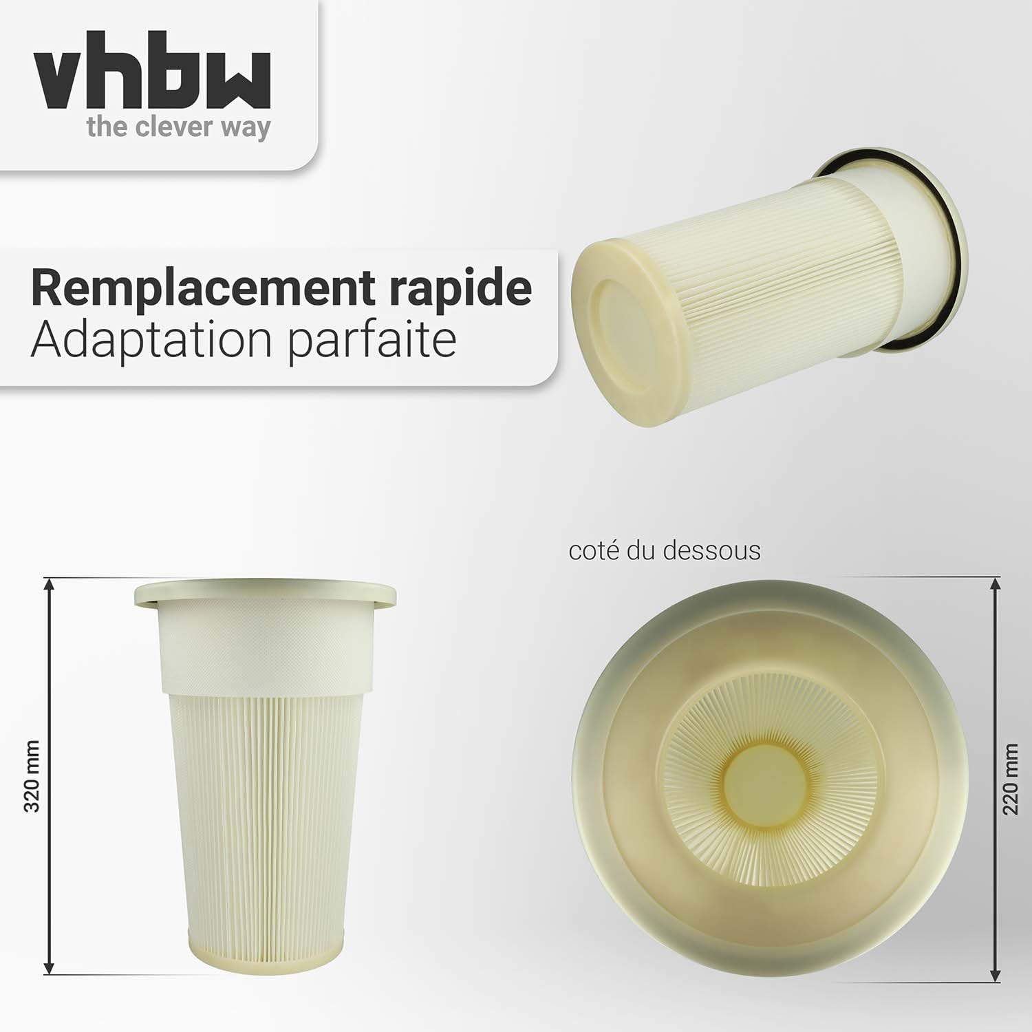 vhbw filtre plissé remplacement pour Dustcontrol 42028 pour aspirateur