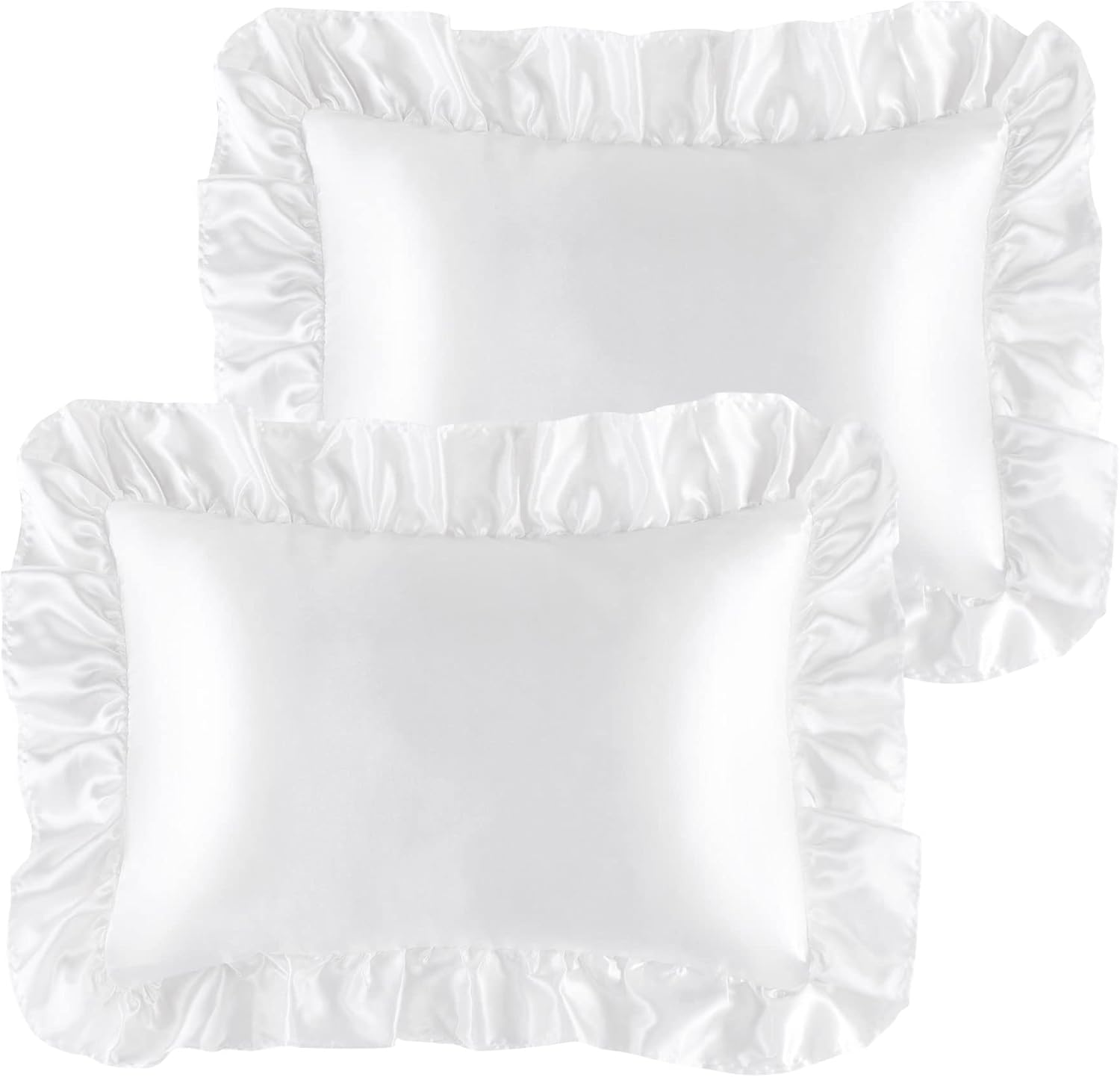 PiccoCasa Luxury Ruffled Pillow Shams Set of 2, Retro Silky