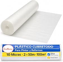 Plástico Cubretodo en Rollo para Muebles, Suelos, Pintura, Reformas, Obras (2x50 · 10 Micras)