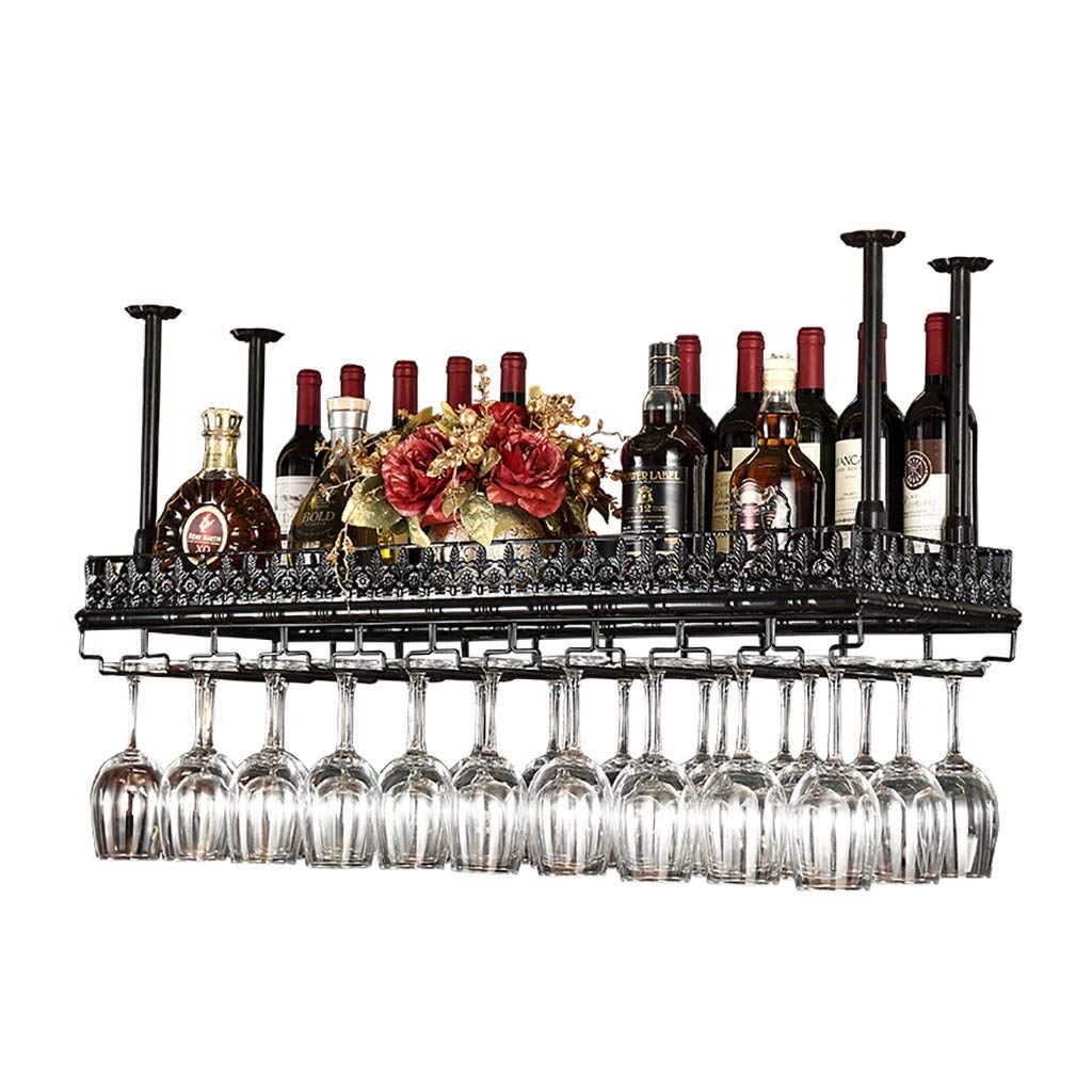 Casier à vin en métal chic avec porte-verre suspendu suspendu L60cm