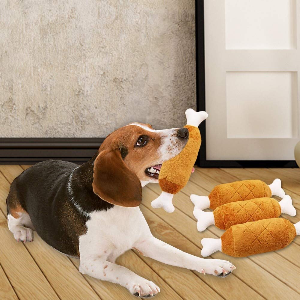 Puppy Teething Chew Toy Dog Vocal Chew Toy Double Bone Chicken Leg Shape Plush Toy Pet Exercise Dental Toy Bite Resistant Tool
