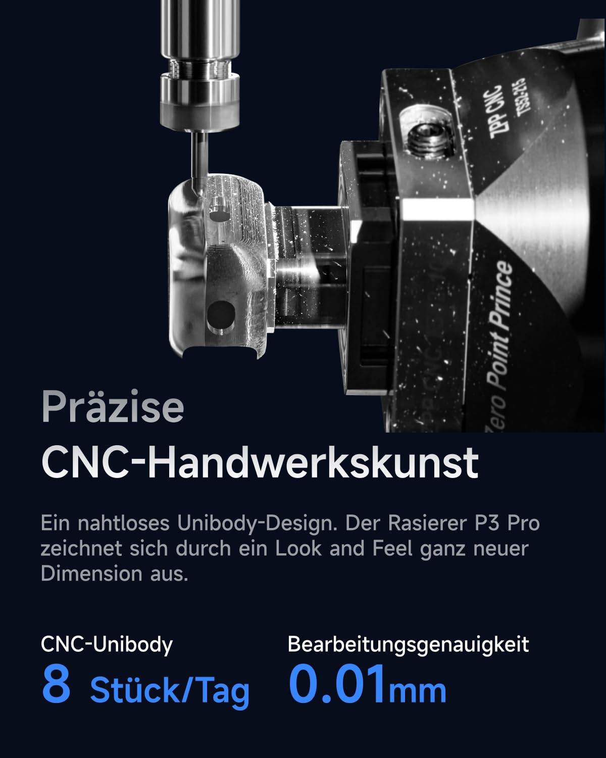 Laifen P3 Pro Elektrorasierer Geschenkset, inkl. Reise-Etui & Anti-Rutsch-Pad, 3-Klingen-System, Patentierter 12.000 CPM Linearmotor, CNC-Unibody-Alu, 100 Min. Laufzeit, Ideal für Reisen (Königsblau)