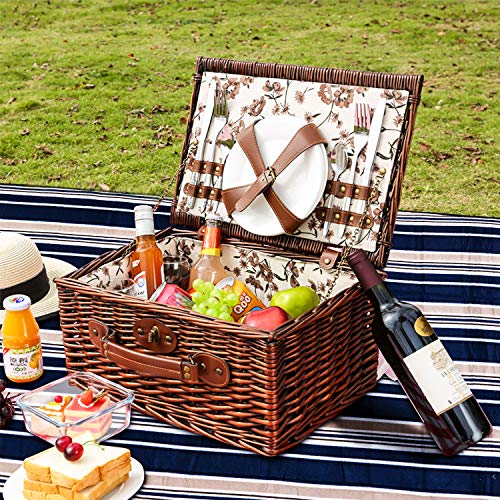 Picnic Blanket, Waterproof SandProof with Picnic Recipes Book (70\" x 80\" Leather, Blue)