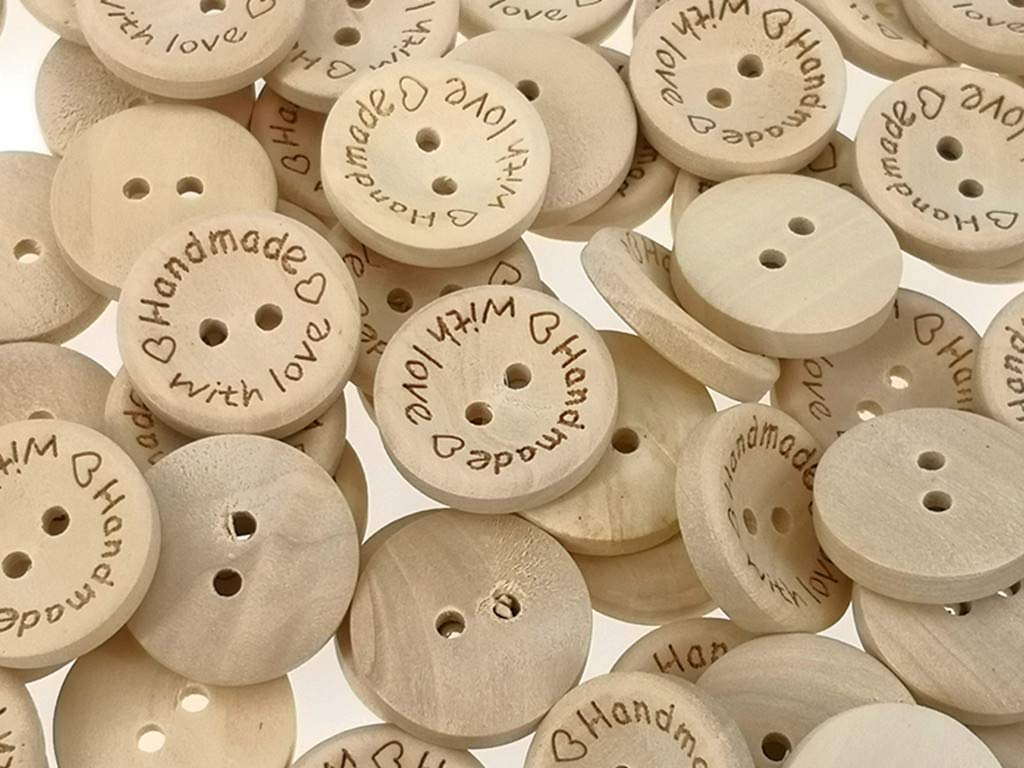 Kinteshun 100pcs Wooden Buttons - Assorted Cartoon Animal Prints, 2-Hole, Natural Wood For Sewing & Crafts - View #5