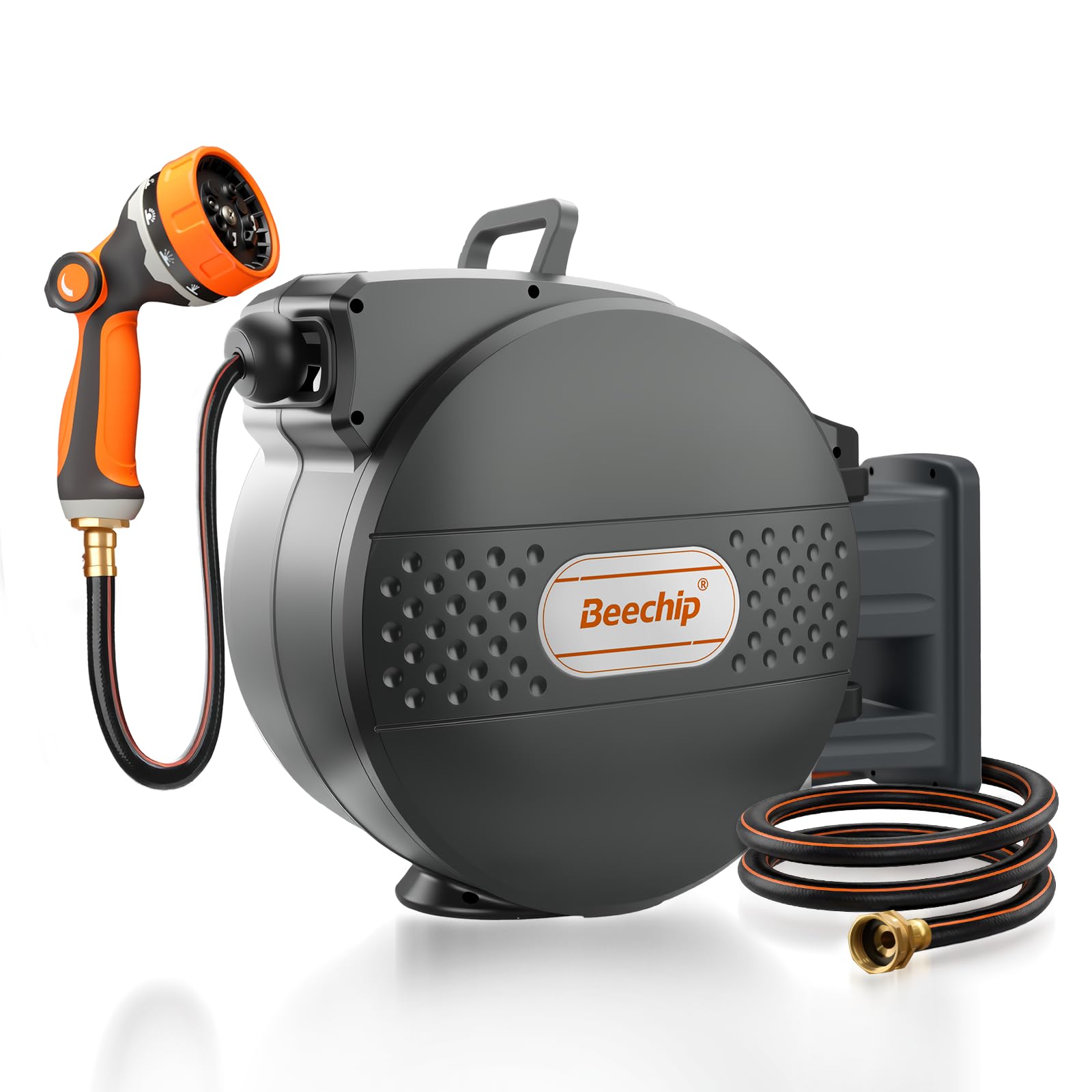 Photo 1 of Retractable Garden Hose Reel, 1/2 in x 100 ft, Wall Mounted, Black