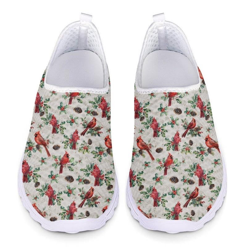 Jndtueit Cardinal Bird Womens Trainers Running Shoes, Red Birds Casual Walking Shoes, Breathable Spring/Autumn Jogging Sneakers, Leaves for Work Workout