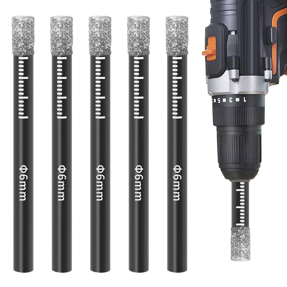 CYNNXIA 6mm Porcelain Tile Drill Bit Set, 6 Pcs Dry Diamond Drill Bits