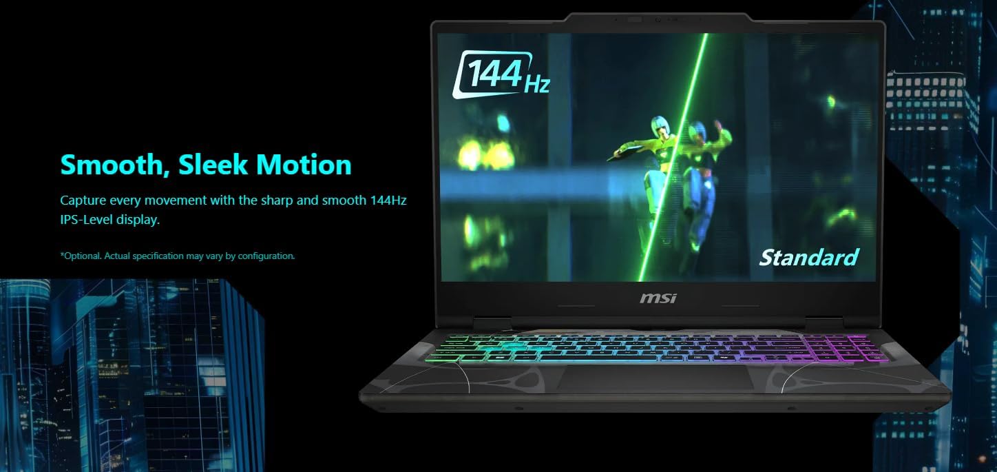 msi Cyborg 15 Gaming AI Laptop 15.6" FHD IPS 144Hz AMD 8-core Ryzen 9 270 (Beats i9-12950HX) 16GB RAM 512GB SSD GeForce RTX 5060 GDDR7 (Up to 572 AI Tops) 4-Zone RGB Backlit Type-C Win11 ICP Hub image 7