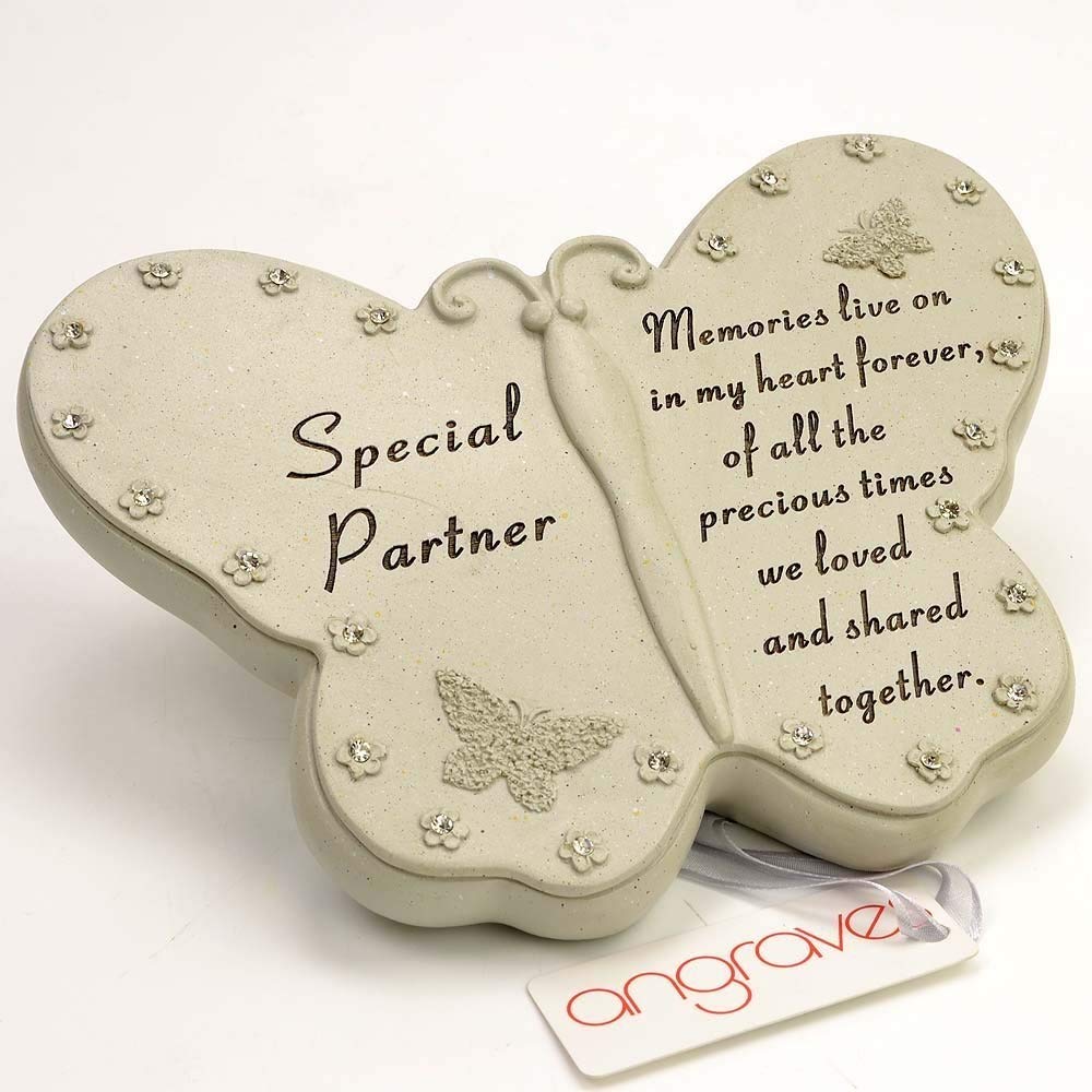 Angraves Special Partner Diamante Butterfly Graveside Grave Memorial Plaque Ornament
