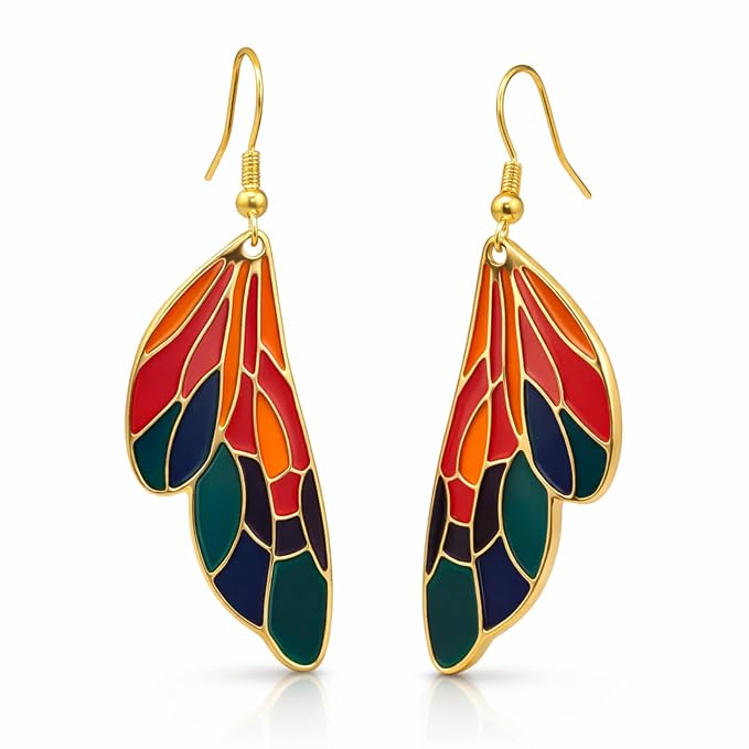 Madalasa gold enamel dangle earrings for women