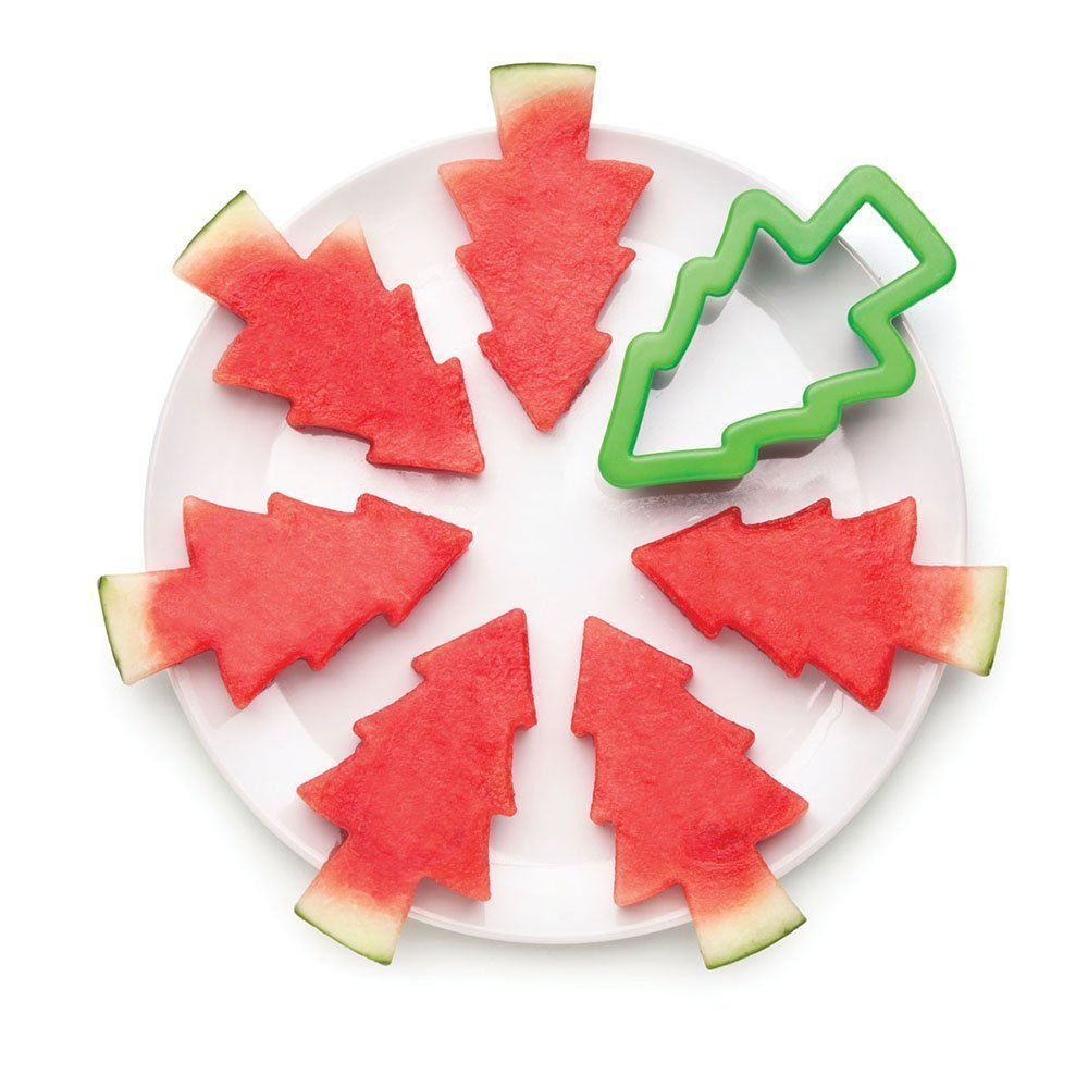 Monkey Business Pepo Watermelon Popsicle Cutter Mold, Stainless Steel Watermelon Slicer, Fun Forest Tree Shape Sandwich, and Cookie Cutter for Fruits