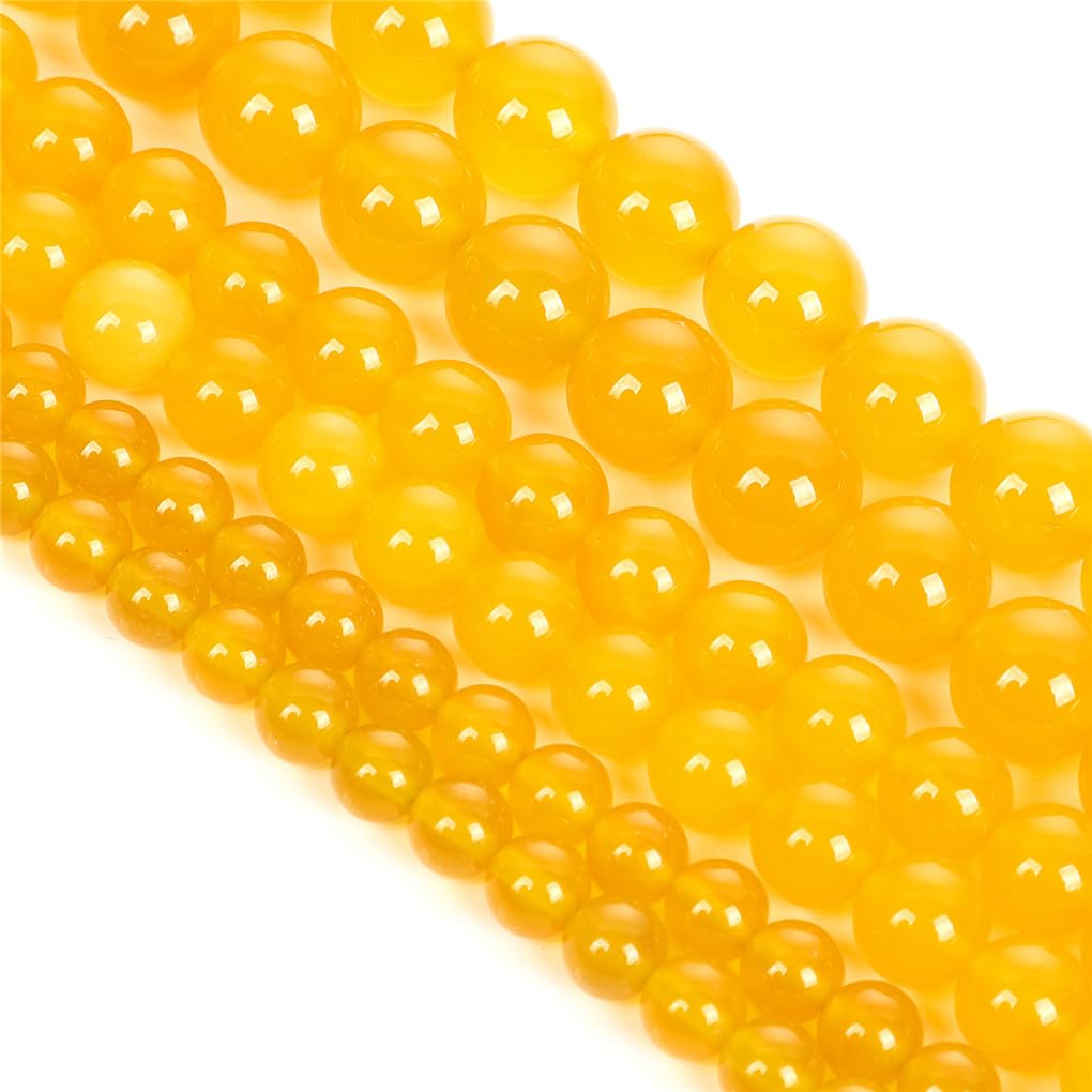 Agate jaune lisse Hamthuit perle ronde en vrac au poli impeccable