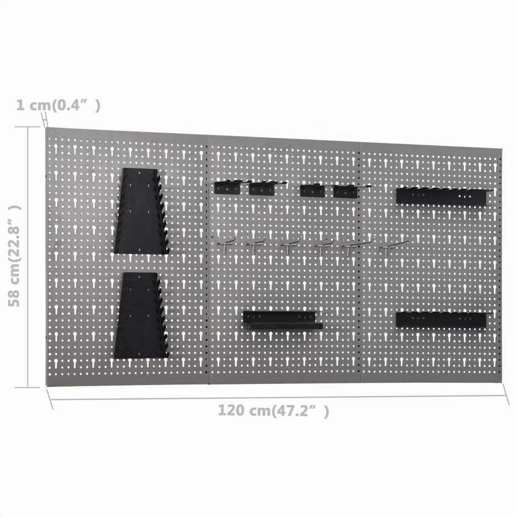 vidaXL Banco de Trabajo con Tres Paneles de Pared y Un Armario Garaje Herramientas de Trabajo Mesa Superficie Grande Estación Plataforma Estable