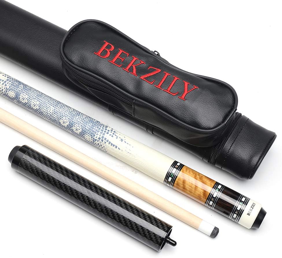 2-Piece Pool Cue Stick + Pool Cue Case with Carbon Extension