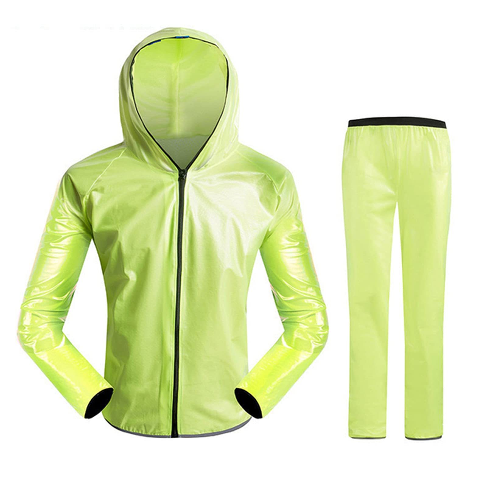Riutilizzabile Giacca da Pioggia, Antipioggia Moto Uomo, Cappotto Rifrangente per Uomini, Cappotto di Pioggia Poncho Unisex Portatile Pieghevoli, Giacca Sportiva Outdoor,Verde,XL