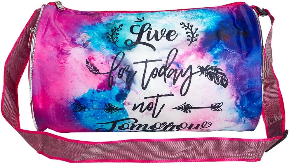 Live for Today Not Tomorrow Typography Printed Small Duffle Bag for Kids | Best for Travel and Play | Return Gifts Birthday Party for Kids | Size: H: 21 cm, W: 20 cm, D: 35 cm Capacity: 14 L