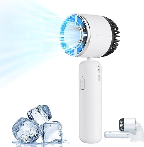 Ventilador de aire acondicionado, ventilador de mano enfriamiento rápido, pequeño ventilador portátil de hielo portátil, ventilador portátil de