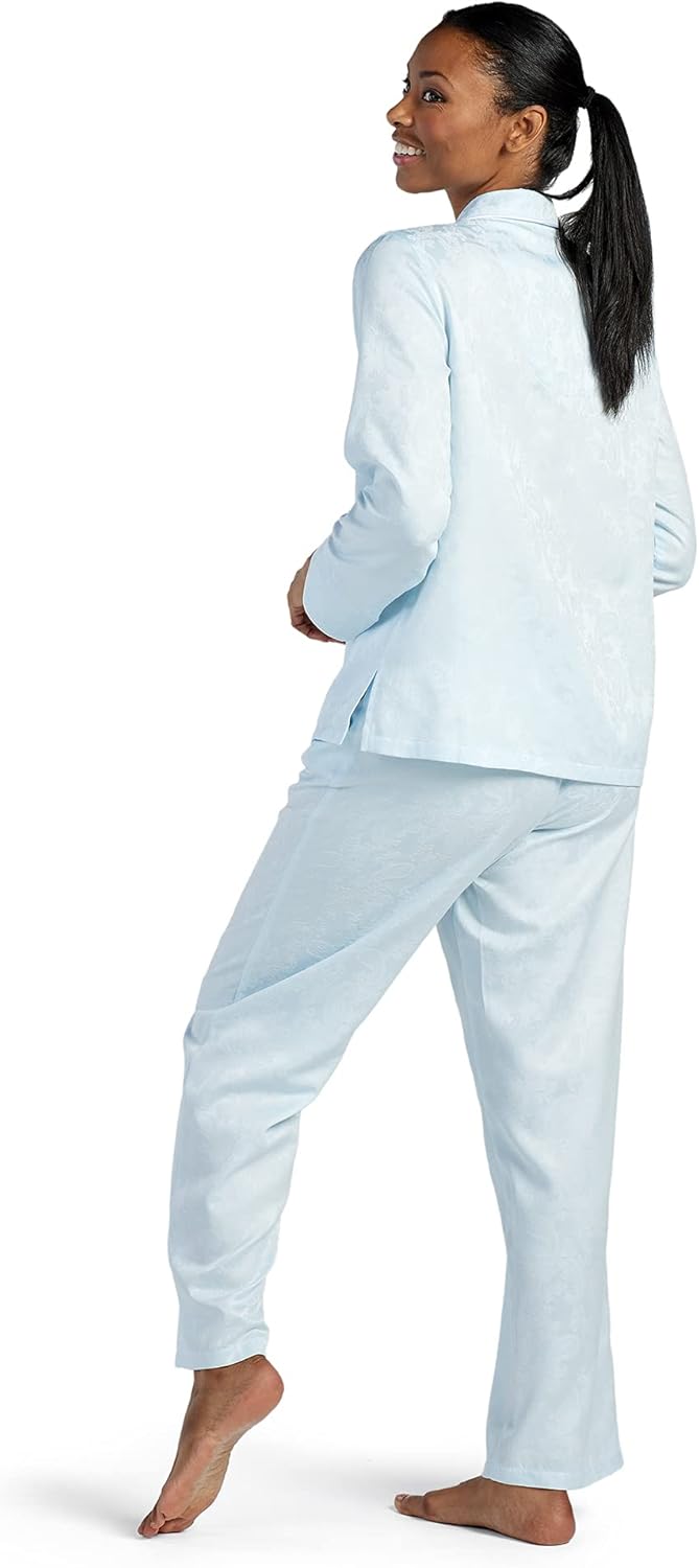 Miss Elaine Pajama Set - Women's Satin PJ Set, Elastic Waist and Button Up Top, Sleepwear and Loungewear for Women at  Women’s Clothing store