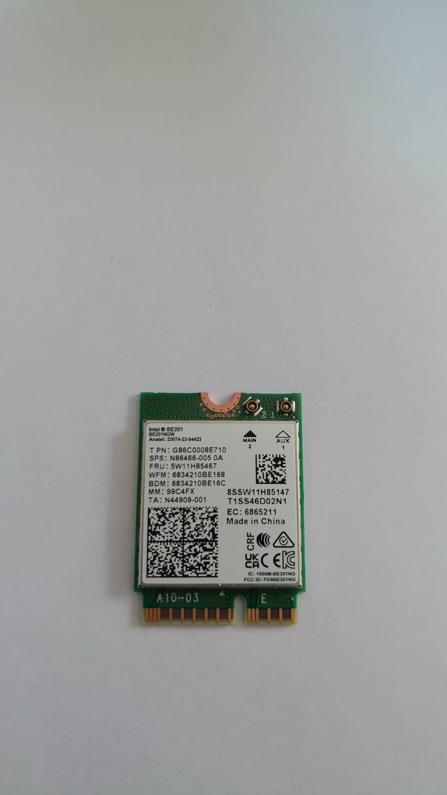 Intel Adaptateur Wi-Fi 7 M.2 1216 2x2 Tri-bande BT 5.4 pour ordinateur portable