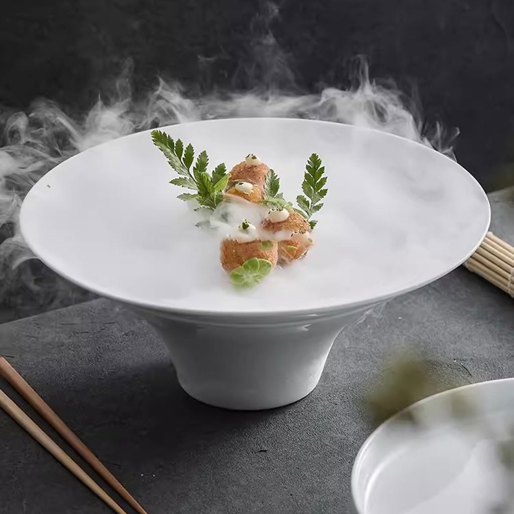 Forniture Per Feste Piatto di ghiaccio secco creativo in ceramica bianca Piatto di specialità cinesi Piatto di insalata dell'hotel Ristorante Piatto di cibo occidentale Piatti Della Festa