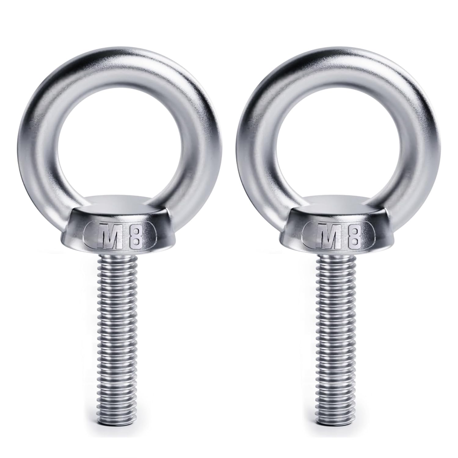 2PCS Juttzzei M8 Eye Bolt Heavy Duty, M8x40MM /1.57" Eye Bolts Male Screw with Thread, 304 Stainless Steel Lifting Ring Eye Bolts M8 for Living Lifting,Engineering Equipment