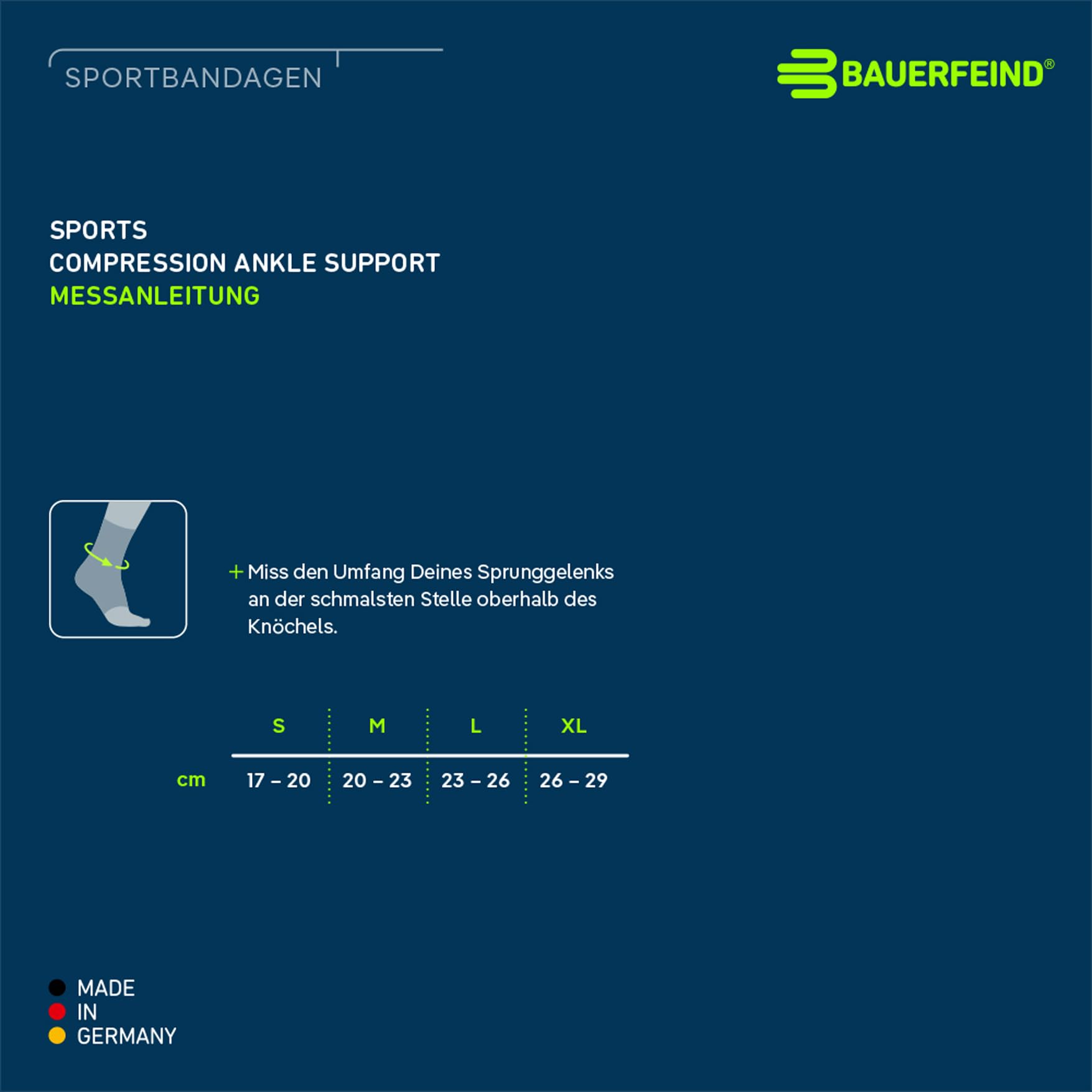 Bauerfeind Funda para el tobillo "Sports Compression Ankle Support", 1 tobillera unisex con compresión, protección para el tobillo para correr, fitness y deportes de pelota, portátil a la derecha e