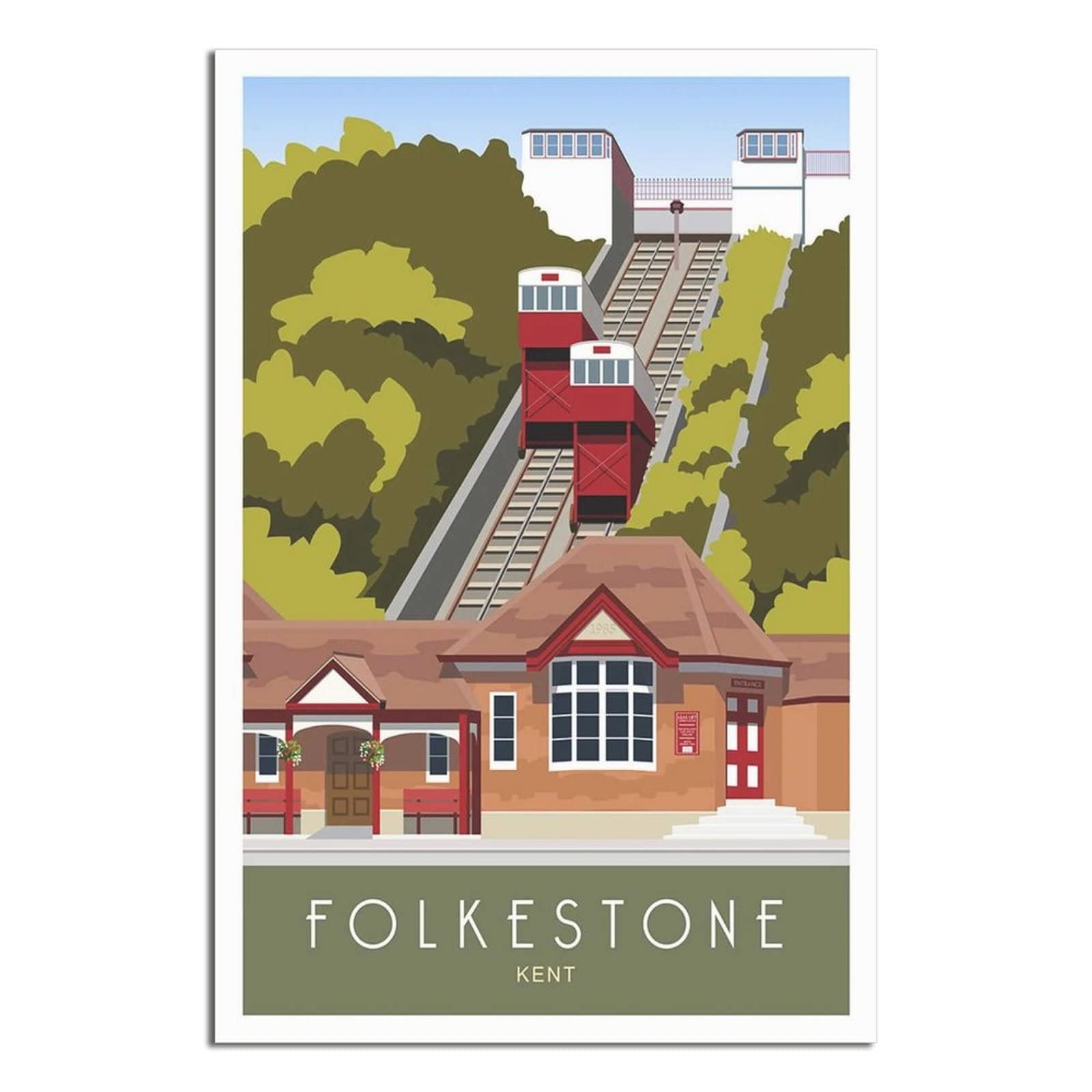 Uejd Unframe-Style Vintage Leas Cliff Lift Folkestone Travel Poster Decorative Posters Modern Bedroom Canvas Art Poster Picture Painting Posters Wall Decor Art Gift
