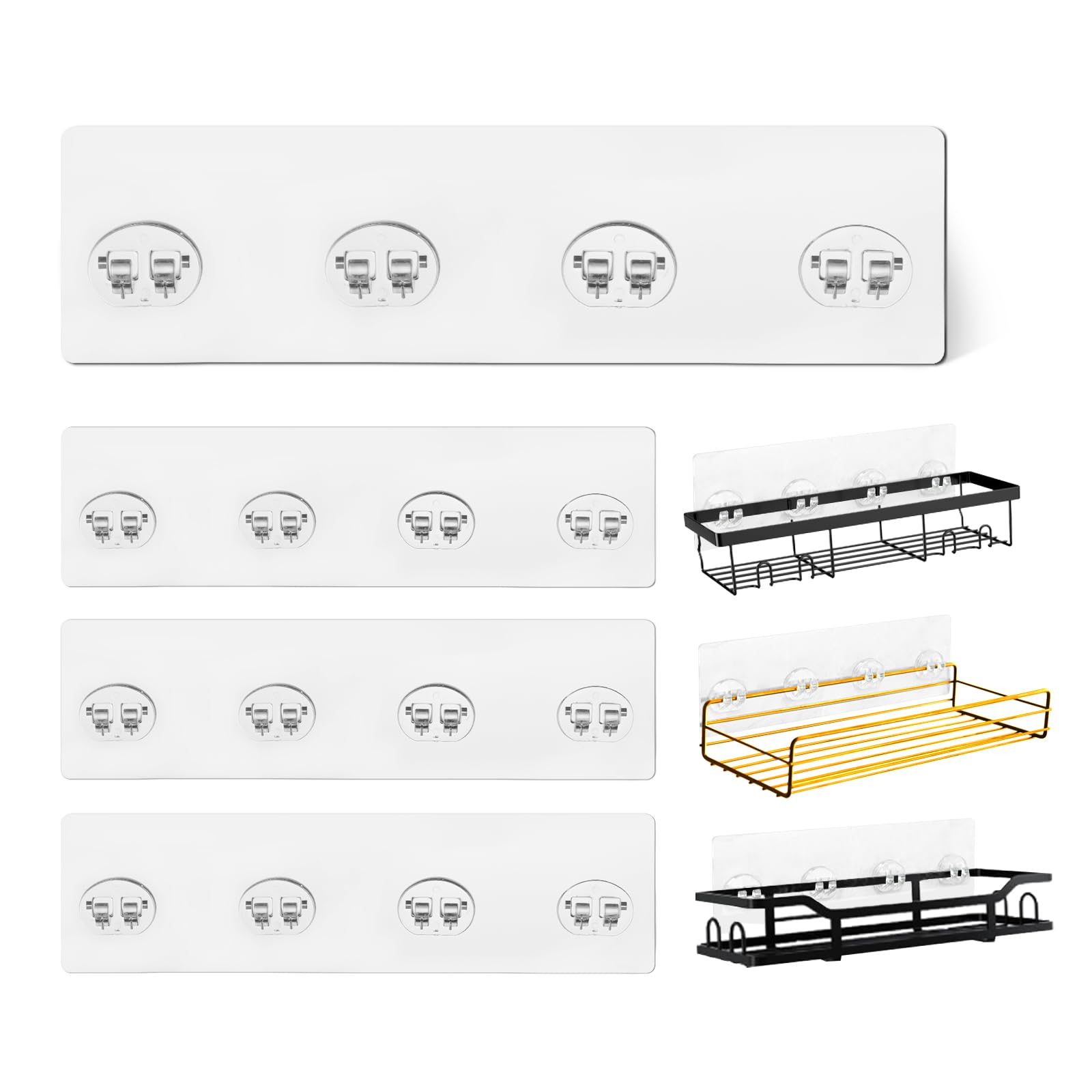 KaiwayInno 4 Pack Shower Caddy Adhesive Replacement, Strong Shower Shelf Adhesive Hooks for Corner Shelf Basket, Bathroom Rack, Kitchen Rack and Soap Holder