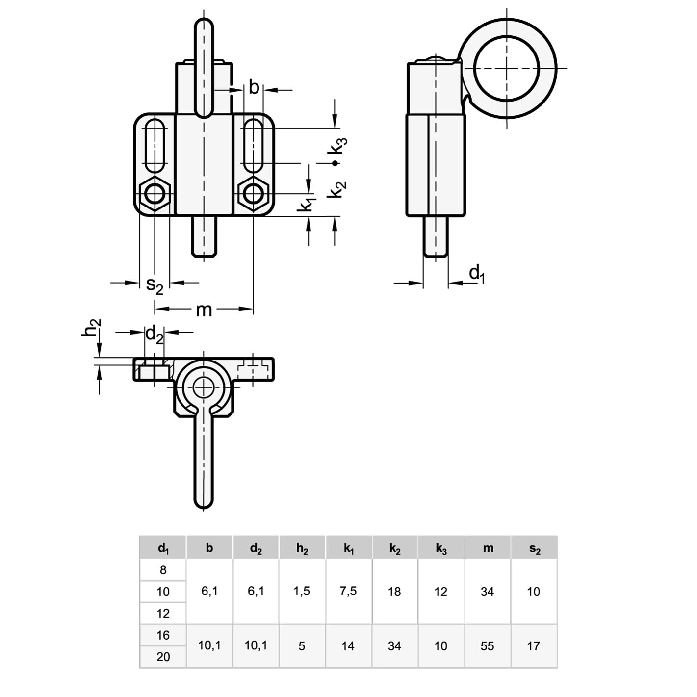 Ganter Normelemente Perno de bloqueo con anillo de tracción, para atornillar, con bloqueo de bloqueo, GN 722.6-8-20-C-SW | negro | perno de 8 mm