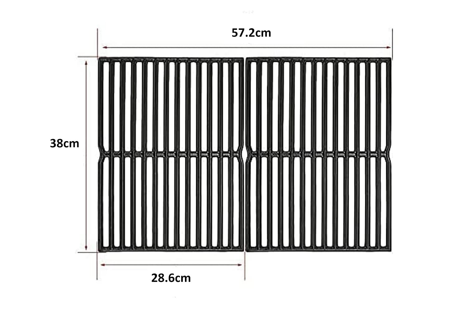 Denmay 38 cm Rejilla de cocción de Hierro Fundido para Weber Spirit 200 Series E200 S200 E210 S210 con Panel de Control Lateral, Spirit 500, Genesis Silver A,Weber 7522 7523 7521 65904 65905 — view 2