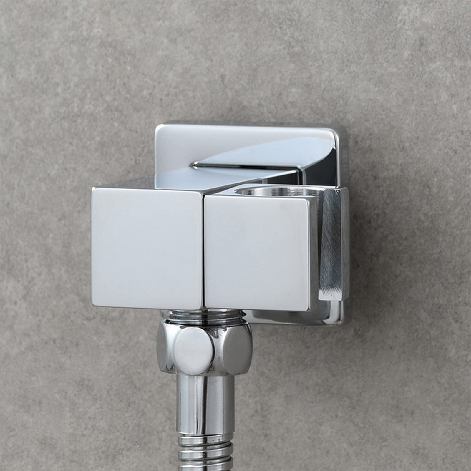 AKAZI Duschkopfhalter, Verstellbarer Handbrausehalter aus Messing, Wandhalterung, quadratischer Duschstabhalter, Chrom