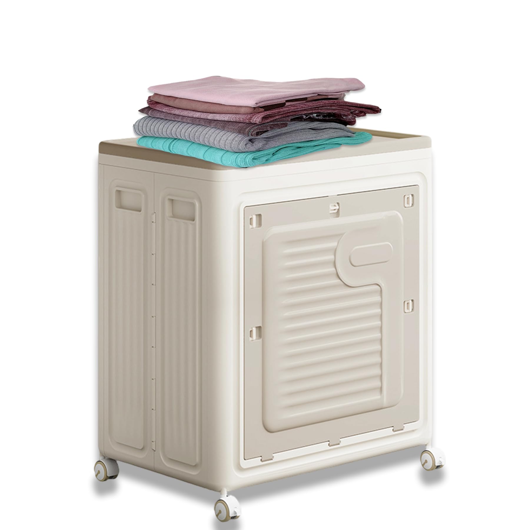 Panier à linge avec couvercle roulant pour organiser la chambre ou l'armoire des enfants