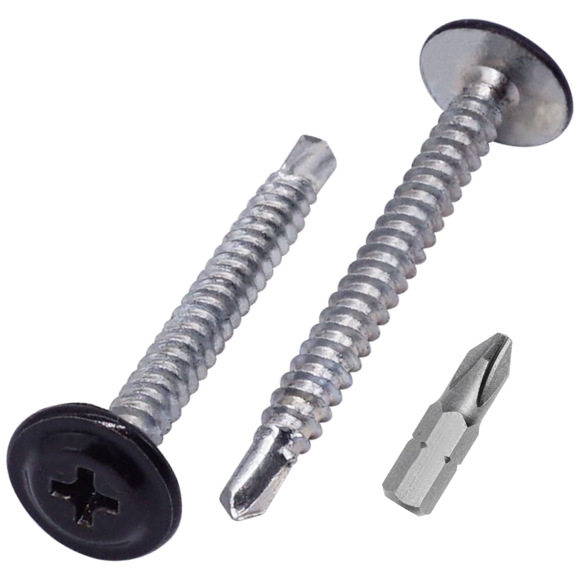 SKIR'CO (300 pcs) Painted Self-Drilling Screws 4.2 x 40 mm, Sheet Metal Screw, PH Modified Truss Head (Black RAL 9005)