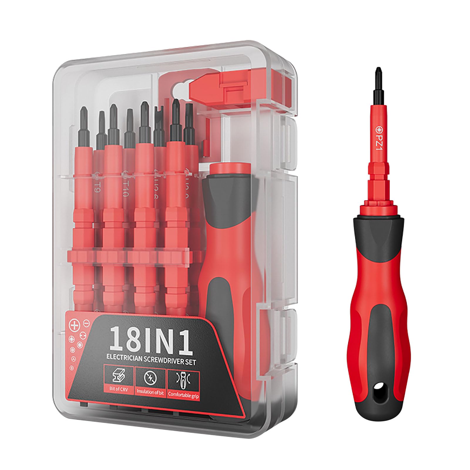 Buxuaaaa 18-In-1 Professional Electrician Screwdriver Set With Steel Bits, Ergonomic Handle For Repairs Multiple Bit Driver Set