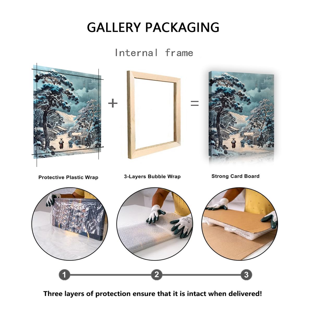 Via Vela Paysage traditionnel hivernal japonais Art mural mural Fresque de village enneigé Œuvre orientale Affiche pour décoration de buanderie 90x120cm
