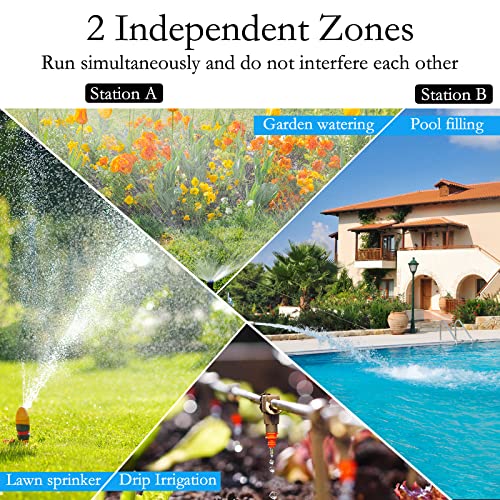 Crosofmi Water Timer 2 Outputs Garden Water Timer Automatic Irrigation/Lcd Screen/Easy Operation/Child Lock/Heavy Rain Delay/Manual Irrigation #TOP5