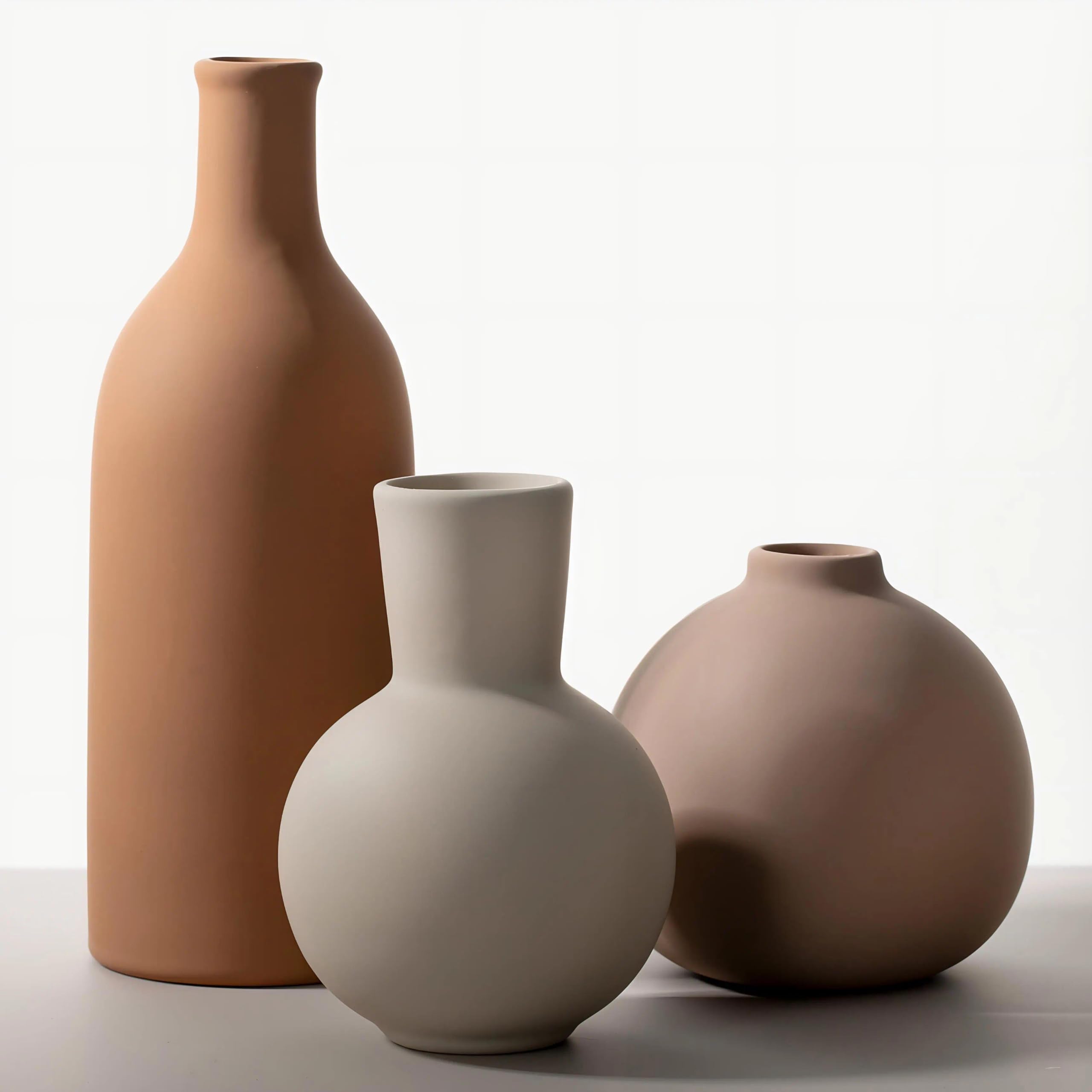 Moderne Keramik Vasen Set, 3-teilig, Dekorative Blumenvasen in unterschiedlichen Größen