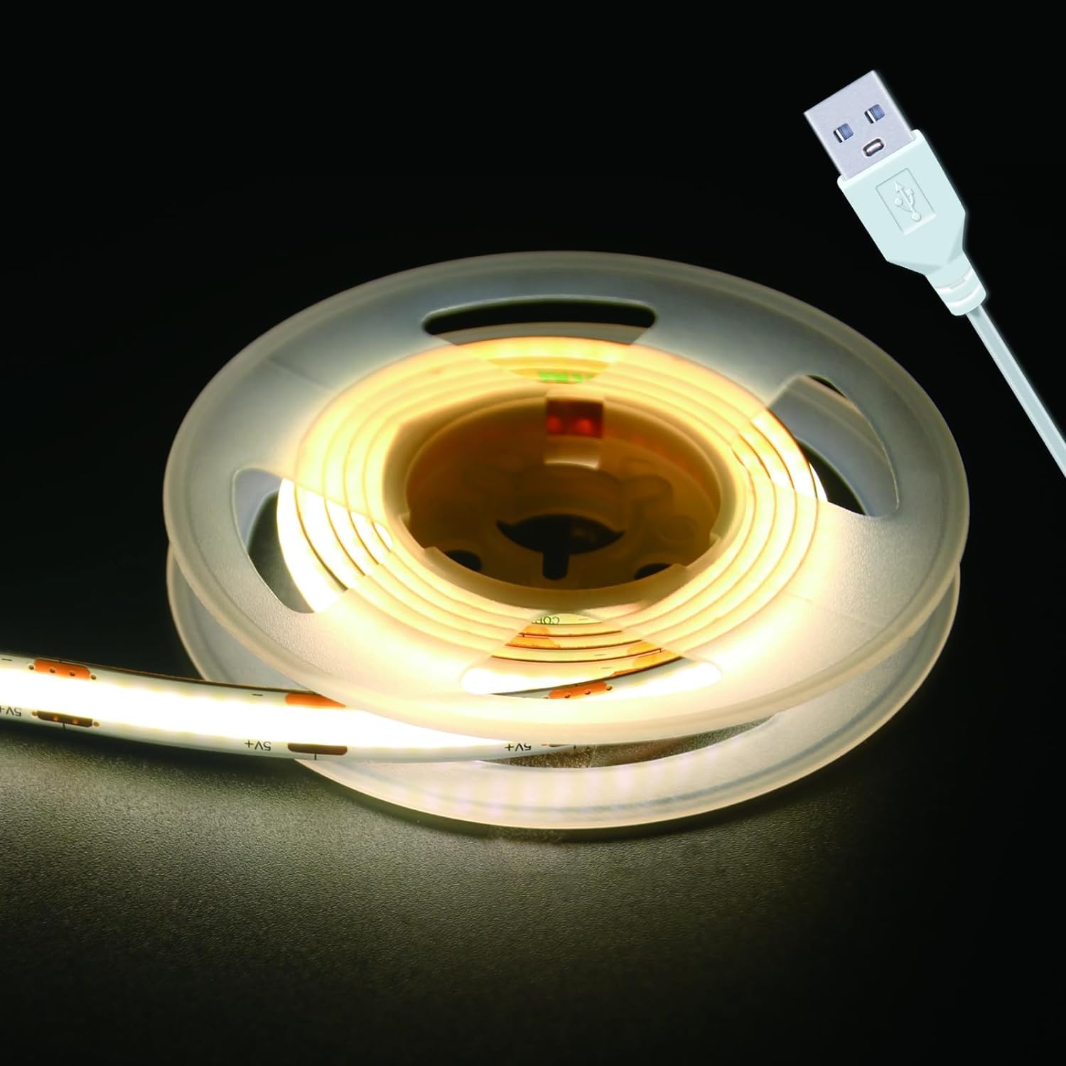 Short LED Strip Lights, COB 5V USB Warm White 4000K (3.28FT /1M)
