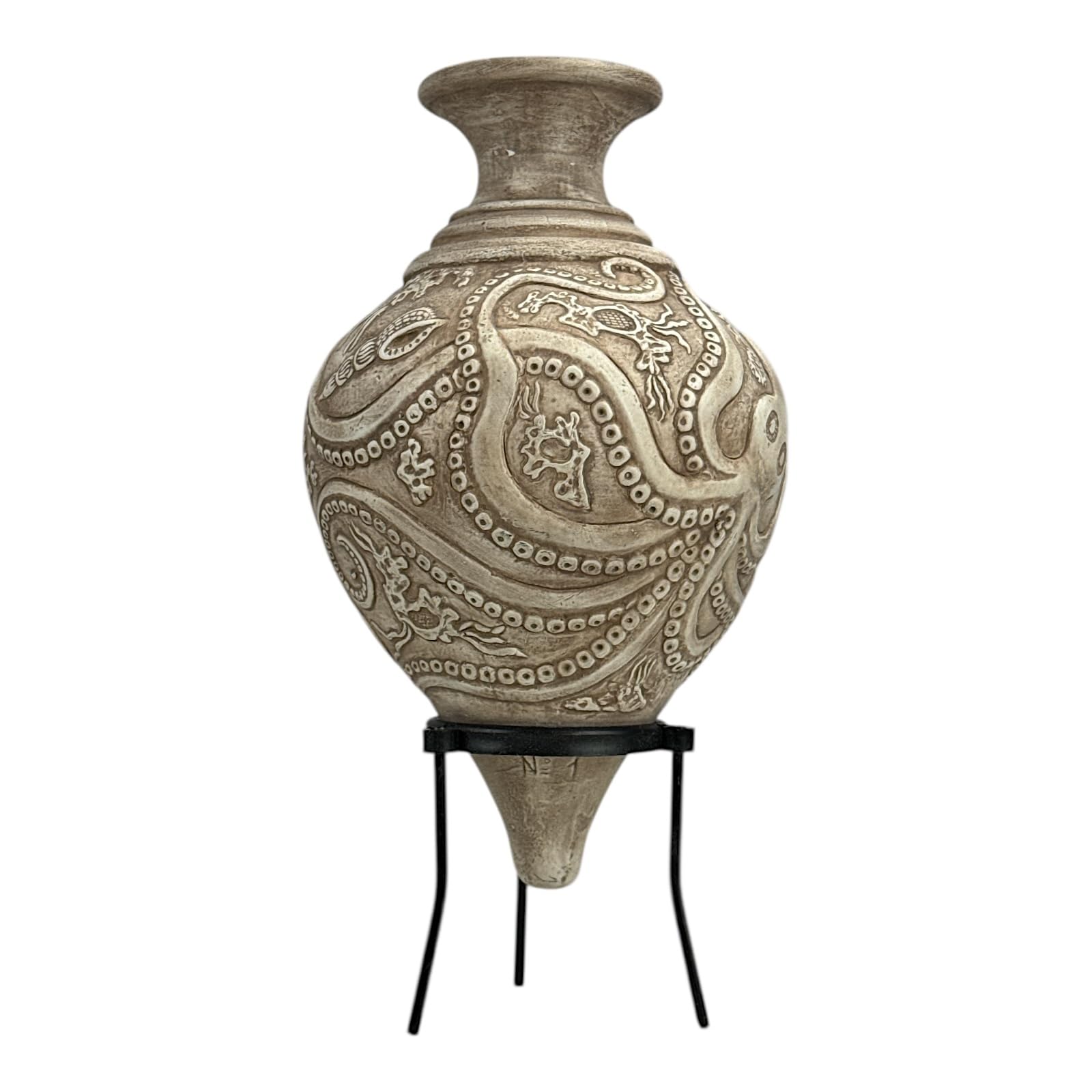 Octopus Rhyton Vase – Minoische Terrakotta-Keramik im maritimen Stil, handgefertigt, antikes griechisches Gefäß, handgefertigt in Kreta, Griechenland