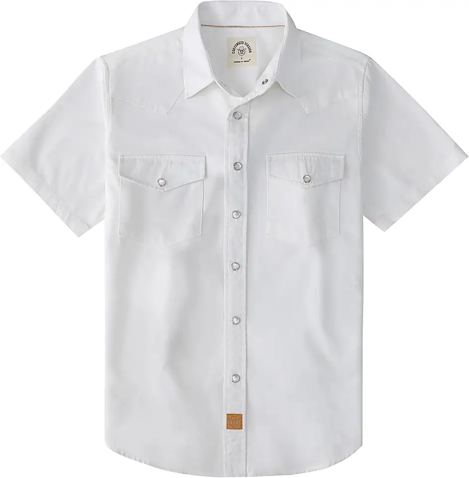 Dubinik® Mens Short Sleeve Work Shirt Snap Button Heavy Cotton Western Utility Workwear 2 Pocket