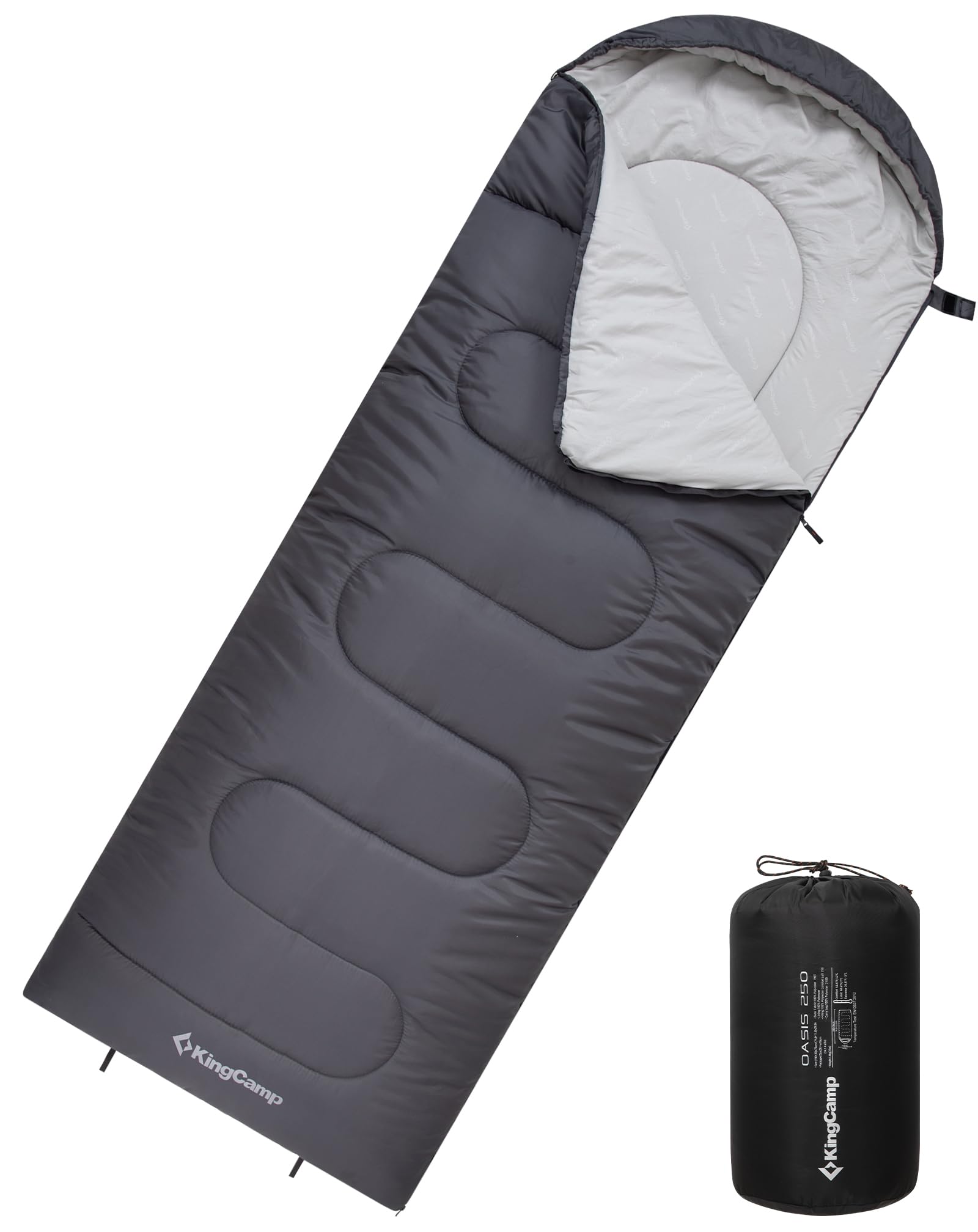 KingCamp Sleeping Bag 3 Season- Lightweight Waterproof Camping Sleeping Bag Indoor & Outdoor Use for Adults Kids for Hiking Backpacking and Camping with Compression SackGlobal Recycled StandardGlobal Recycled StandardGlobal Recycled Standard