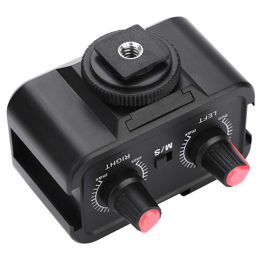 Diyeeni Mixeur Audio Micro caméra 2 canaux pour appareils Photo Reflex numériques,Portable Universel Microphone Adaptateur Audio Mixer avec des entrées de 3,5 mm,Trois Chaussures de Montage