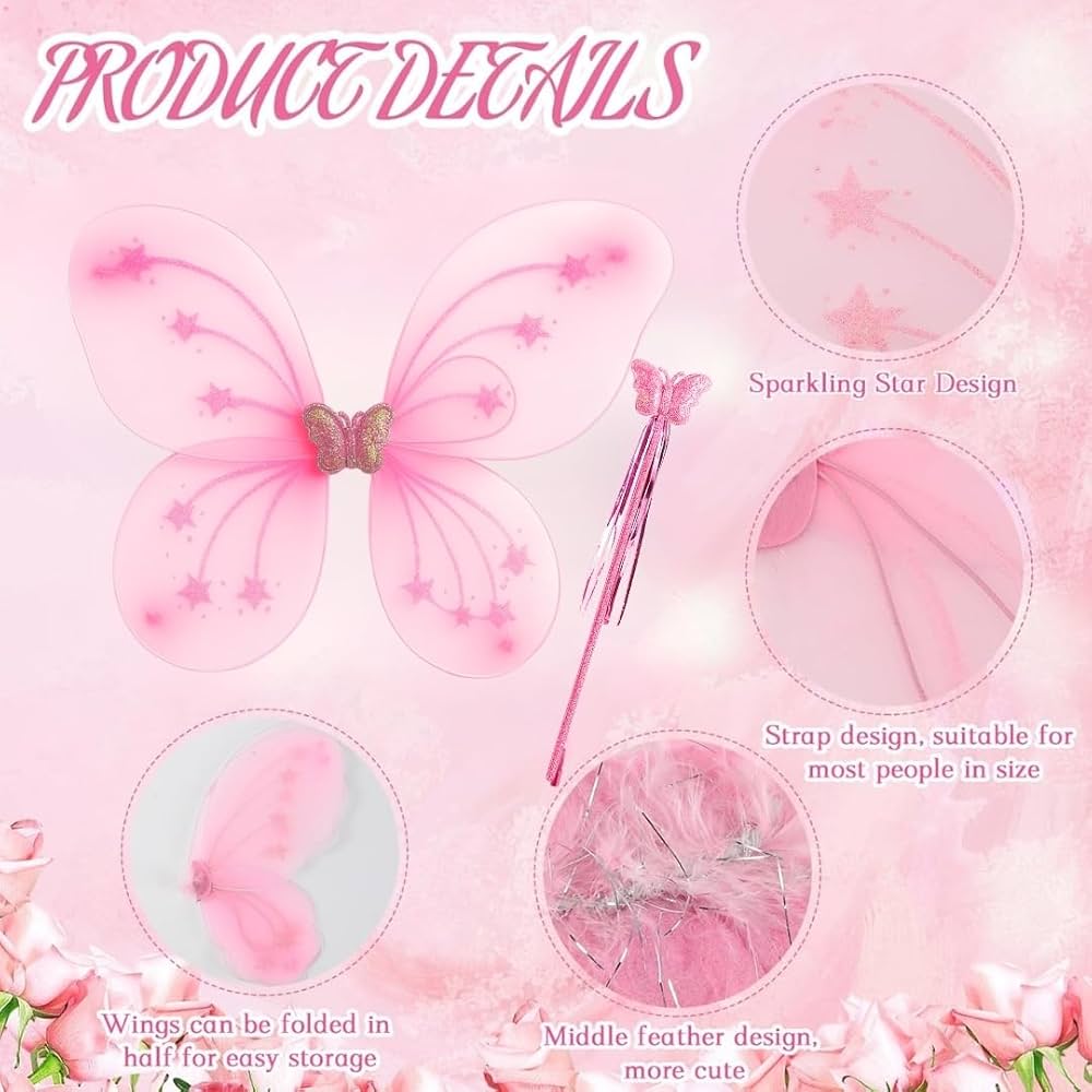 Butterfly Fairy Wings For Adult & Kids, Azonee Butterfly Wings For Women Girls, Sparkle Angel Wings Dress Up Party Favor, Fairy Princess Wings, Fairy Costume Fancy Dress (White