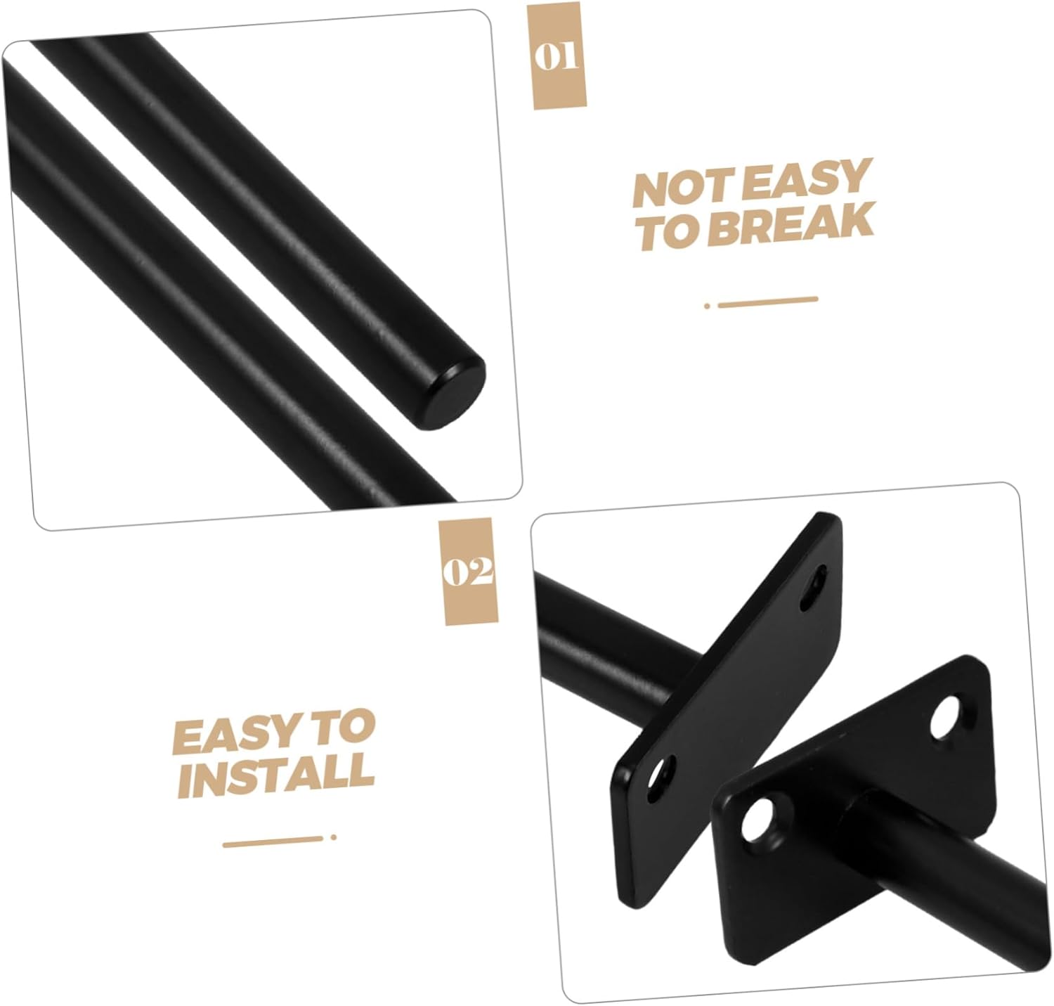 VILLCASE 4pcs Heavy Duty Black Floating Shelf Brackets for Discreet Wall Mounting for Bookshelves Kitchen and Garage Organization