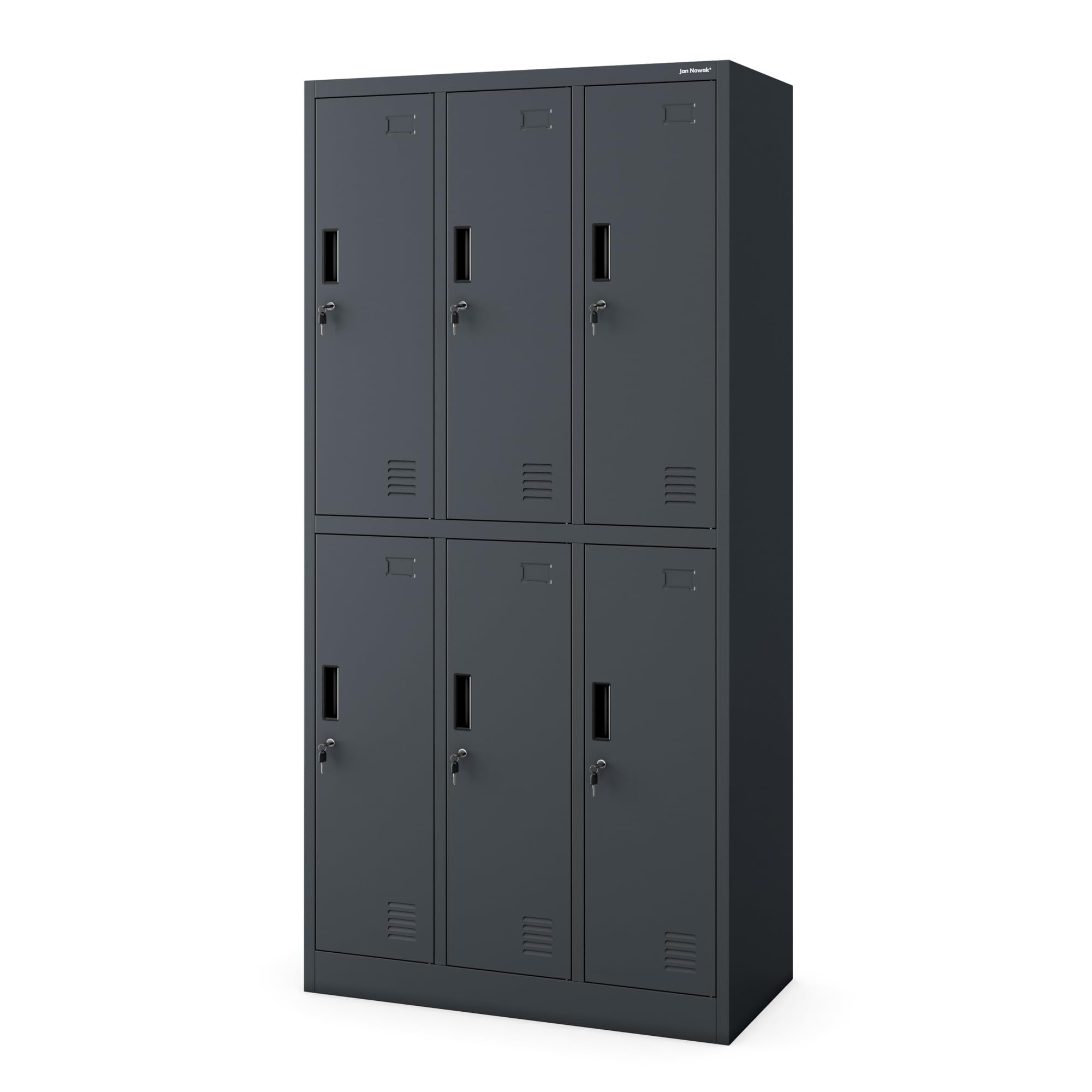 Jan Nowak Schließfachschrank 3B2A Wertfachschrank Metallspind Umkleideschrank 6 Fächer Stahlblech Pulverbeschichtet 185 cm x 90 cm x 45 cm (H x B x T) (Anthrazit)