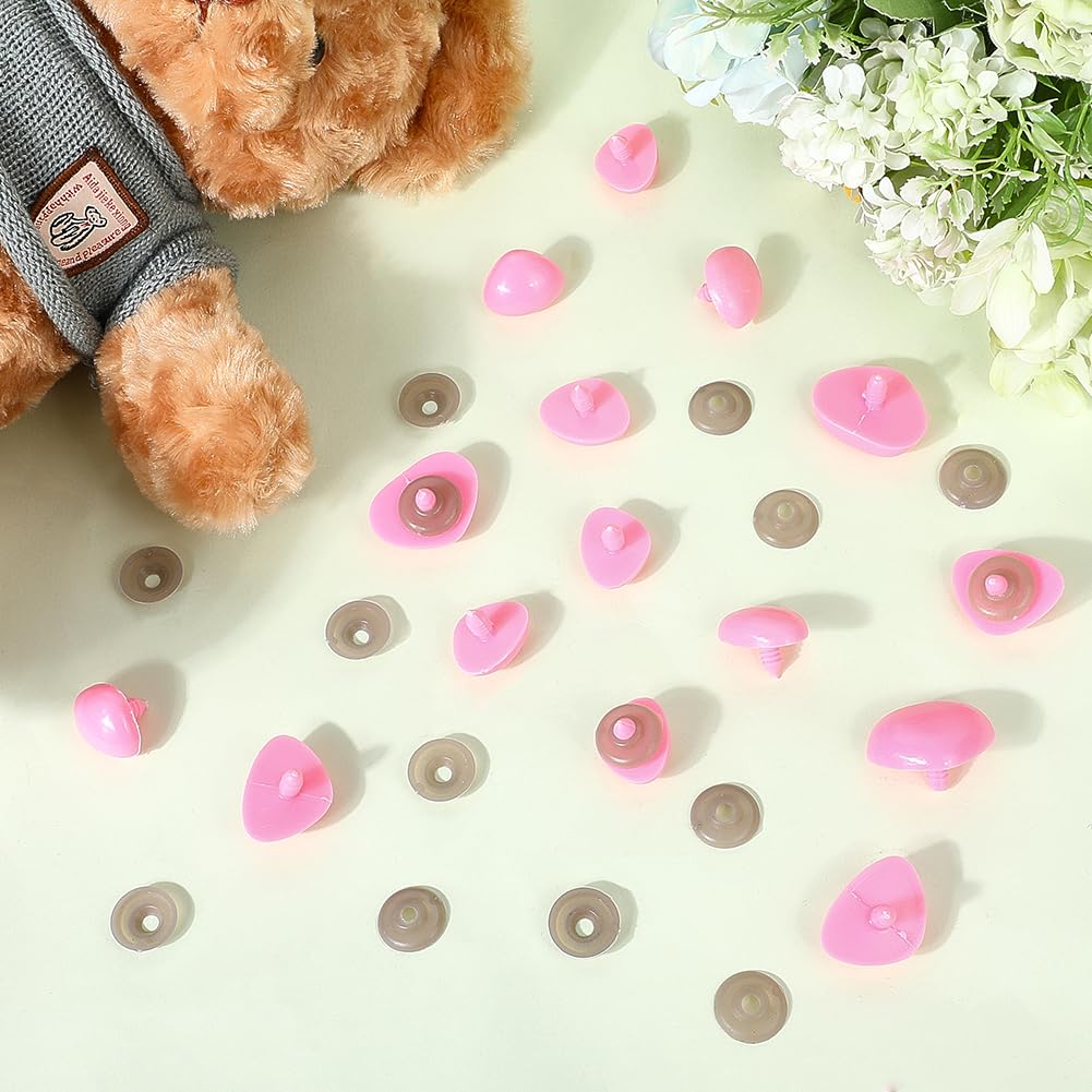 GORGECRAFT 50 Sets 4 Sizes Large Plastic Safety Noses 26mm 28mm 32mm 35mm Pink Doll Nose Teddy Bear Craft Noses Stuffed Crochet Animal Doll Accessories for Puppy Plush Amigurumi Doll Making - Image 3
