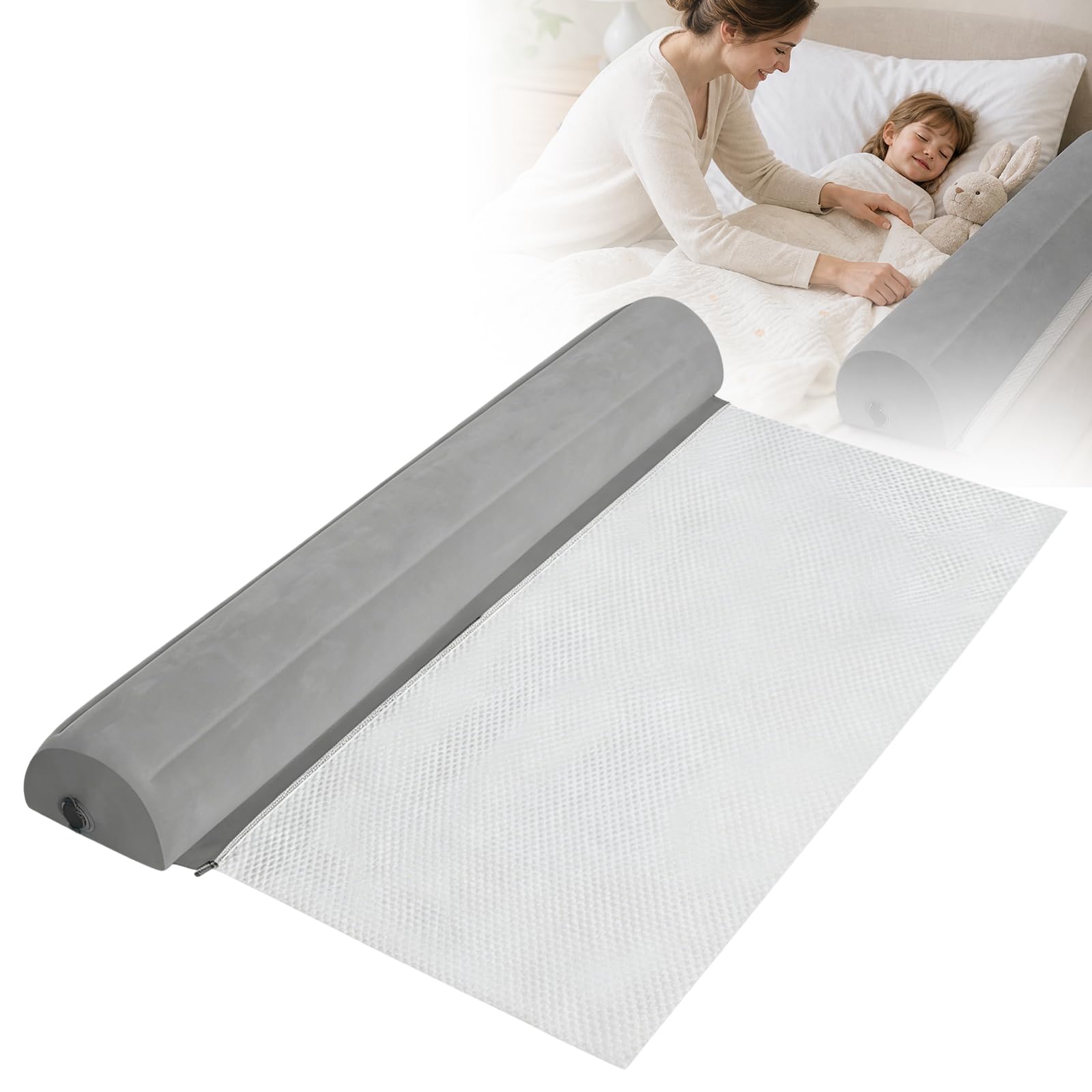 Griglia di protezione per letto da viaggio, gonfiabile, protezione anticaduta, rimovibile, per bambini, 130 x 20 x 15 cm