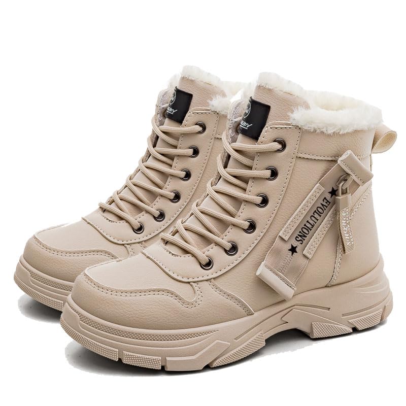 Women Snow Boots Platform Winter Boots Warm Sneaker,Hiking Shoes with Zipper