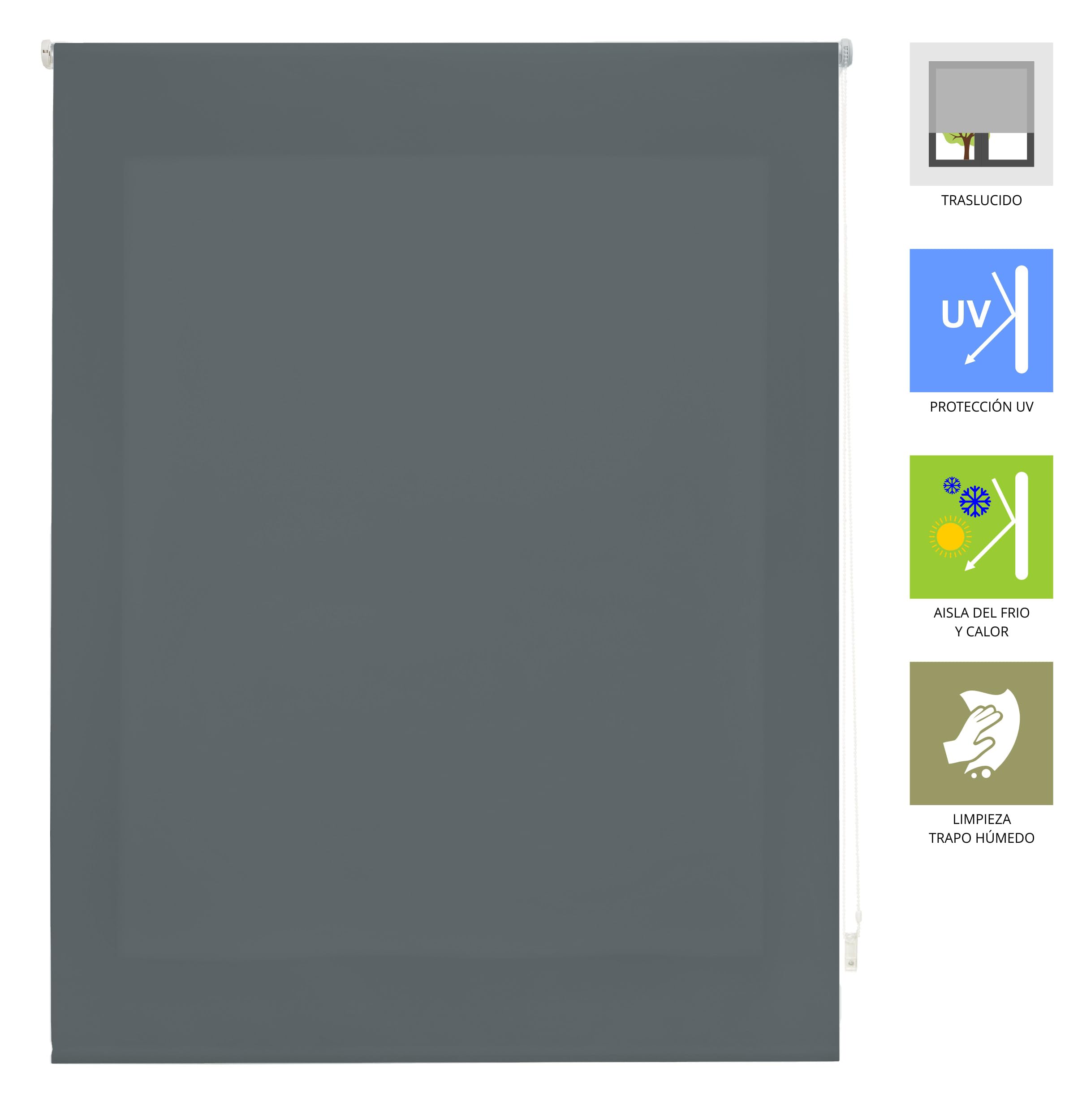 Store Enrouleur translucide uni de qualité supérieure 120 x 175 cm - Store Enrouleur translucide Gris Pastel - Store Enrouleur de qualité supérieure 117 x 170 cm