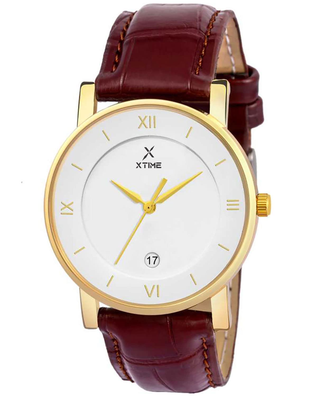 XTIME Analogue Date Watch White Round Dial & Brown Leather Strap for Mens & Boy (B09TFMP1K4) Amazon Price History, Amazon Price Tracker